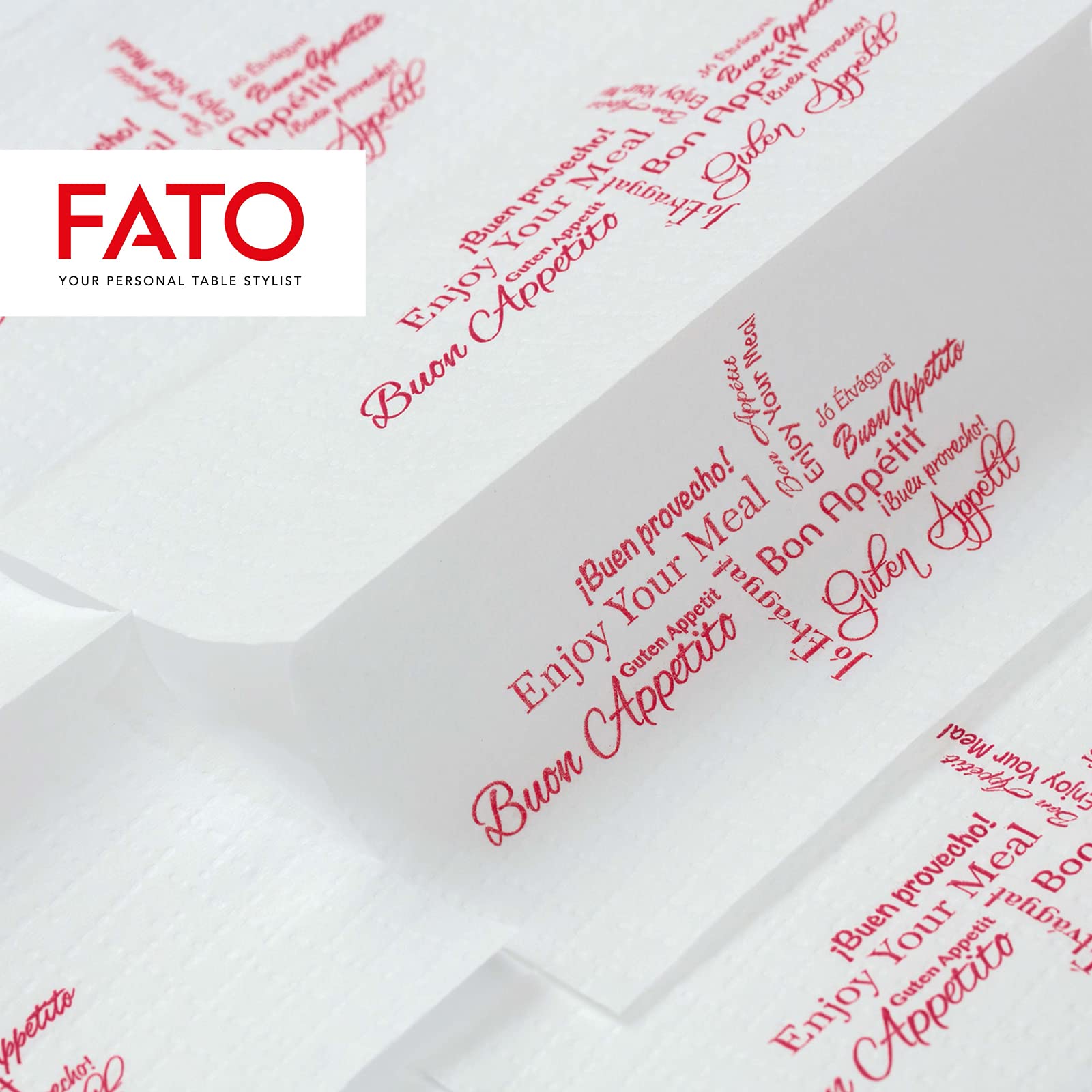Fato - Serviettes en papier décorées jetables - Format 16x24-2 plis - Papier 100% pure cellulose - Compatible avec le distributeur Nap-by-Nap - Paquet de 6000 serviettes, 40 paquets de 150 serviettes