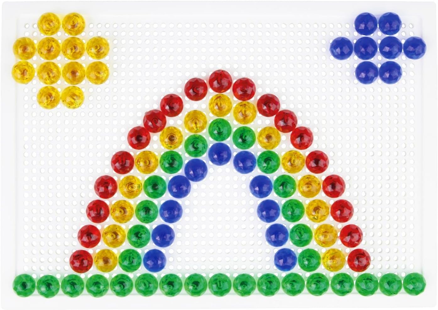 Lena 35627 Mosaic Plug-in Game Set, Mosaic with 120 Transparent Plugs, Mosaic Plug Diameter 15 mm, Mosaic Game for Children, Complete Set with Pegboard Approx. 28 x 19.5 cm and Organiser, Medium