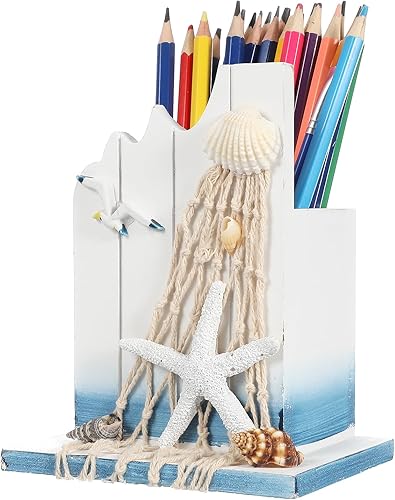 Soporte de madera para bolígrafo, contenedor para bolígrafo, organizador de bolígrafos náutico, decoración de escritorio, soporte para brochas de