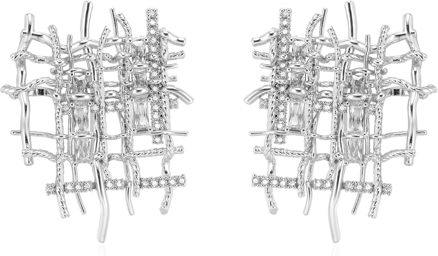 Braided Stud Earrings for Women, 18K Gold Plated Chunky Earrings, Unique Design Dainty Cubic Zirconia Braided Earrings Gifts, Statement Studs Earring Hypoallergenic Fashion Jewelry