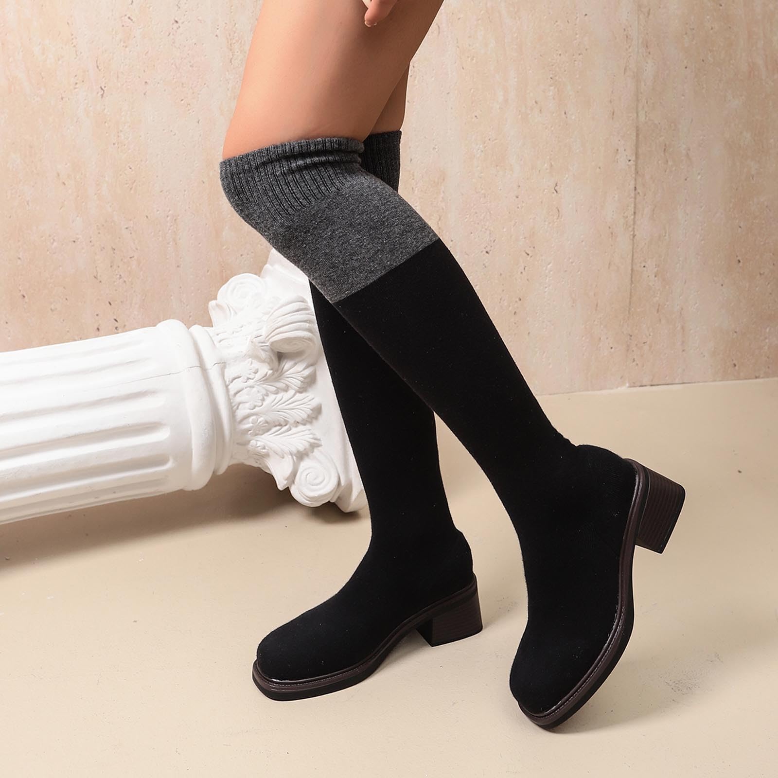 Botas por Encima de la Rodilla Botas de Media caña con un Estilo Elegante para el día a día. hasta el Tobillo con tacón Resistente para Mayor Comodidad y versatilidad.