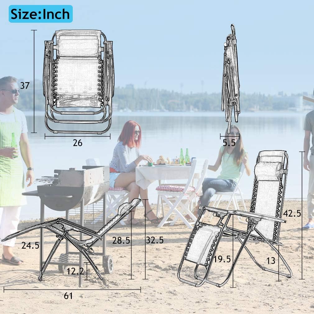 Buy Zero Gravity Chair Patio Chair Lounge Chair Chaise Recliner 2 Pack Outdoor Folding Adjustable Heavy Duty Zero Gravity Chair With Pillows For Patio Pool Beach Lawn Deck Yard Black Online In