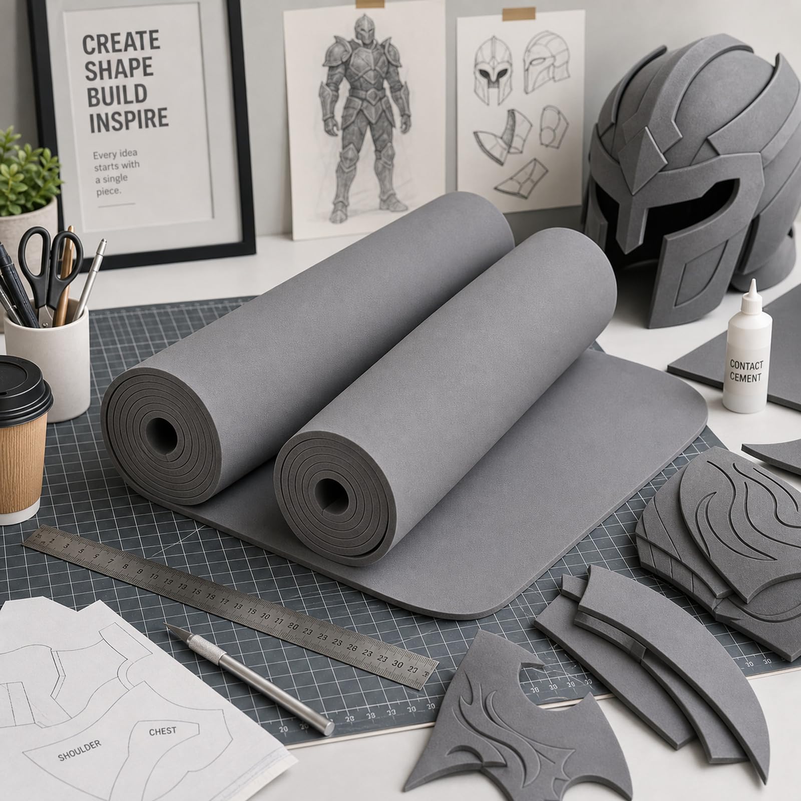 STARVAST 2 Pièces Mousse EVA 5 mm, Eva Foam Gris 33 x 200 cm, Rouleau de Mousse Haute Densité Dureté 38 pour Protection, Bricolage et Découpe