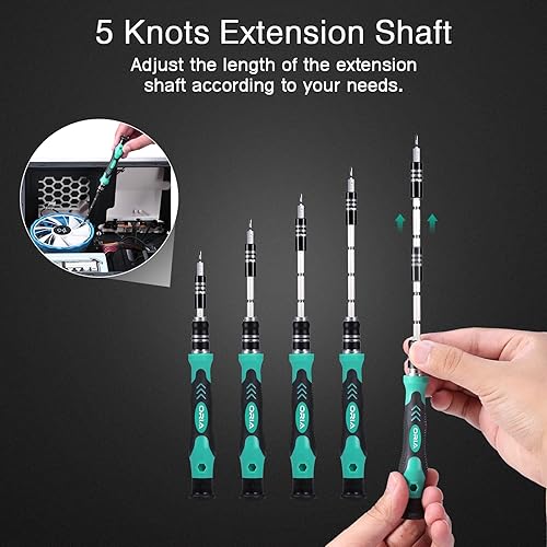 Miniatura 4 de ORIA - Juego de destornilladores de precisión, 60 en 1 con juego de destornilladores de 56 puntas, kit de destornillador magnético con eje flexible,