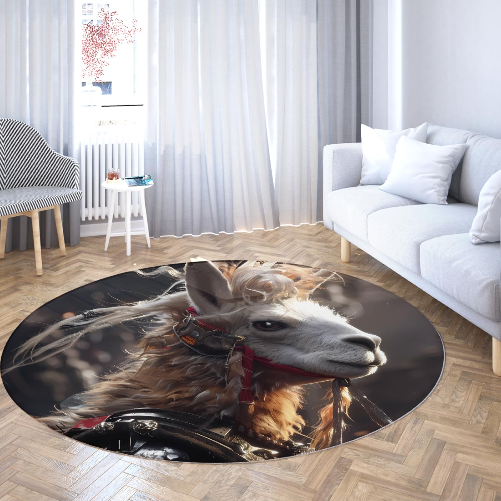 Tapis rond alpaga pour porche d'entrée et décoration intérieure