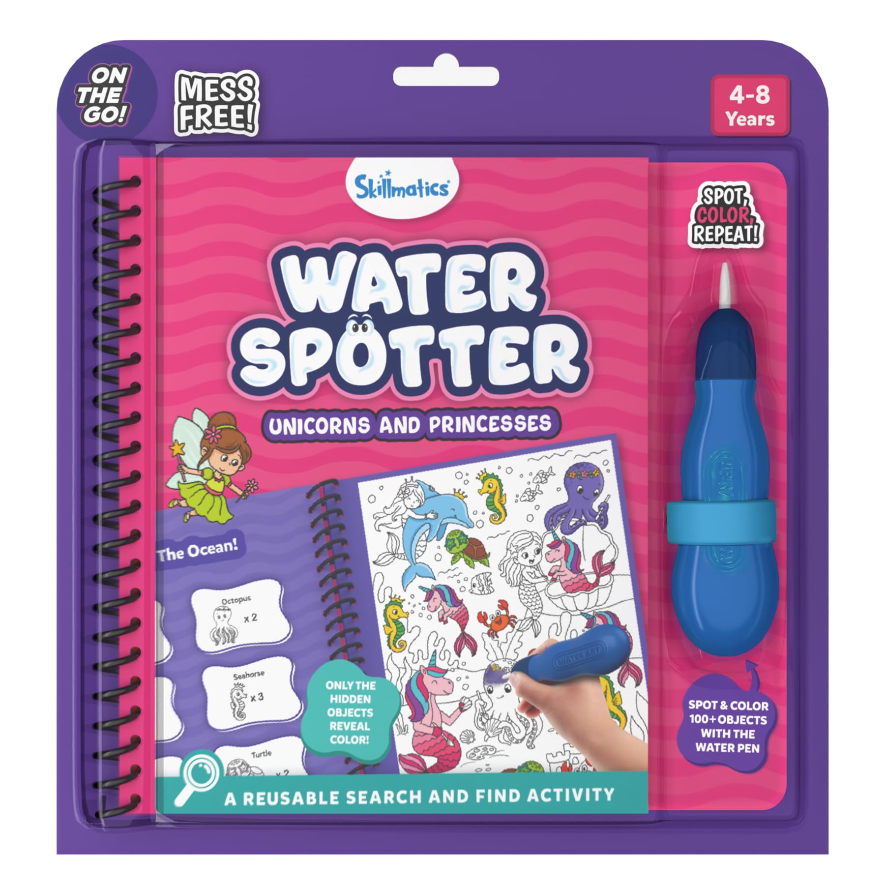 Skillmatics Reusable Search & Find Book – Water Spotter, Mess-Free, Fun Learning Activity, Unicorns & Princesses, Travel Toy, Gifts for Kids Ages 4, 5, 6, 7, 8 — image 1