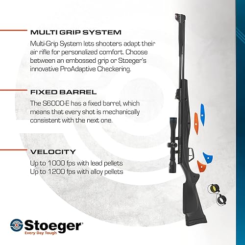 Miniatura 6 de Stoeger Combo S6000-E - Calibre .177 - Sintético negro con paquete de muestras de pellets X-Family