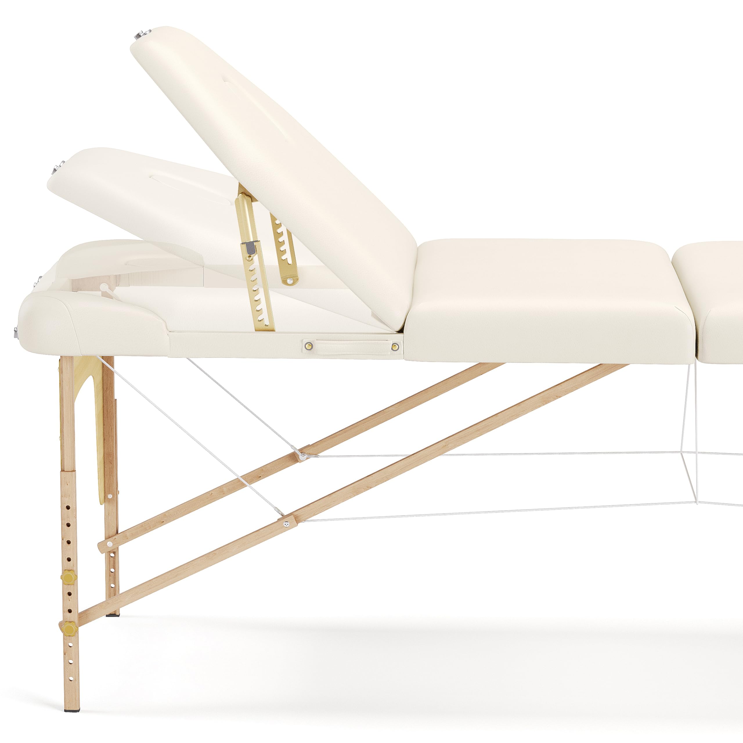 BELTOM® Camilla de Masaje 3 Zonas Nuevo Modelo portatil Mesa Cama Banco Plegable Reiki - Crema