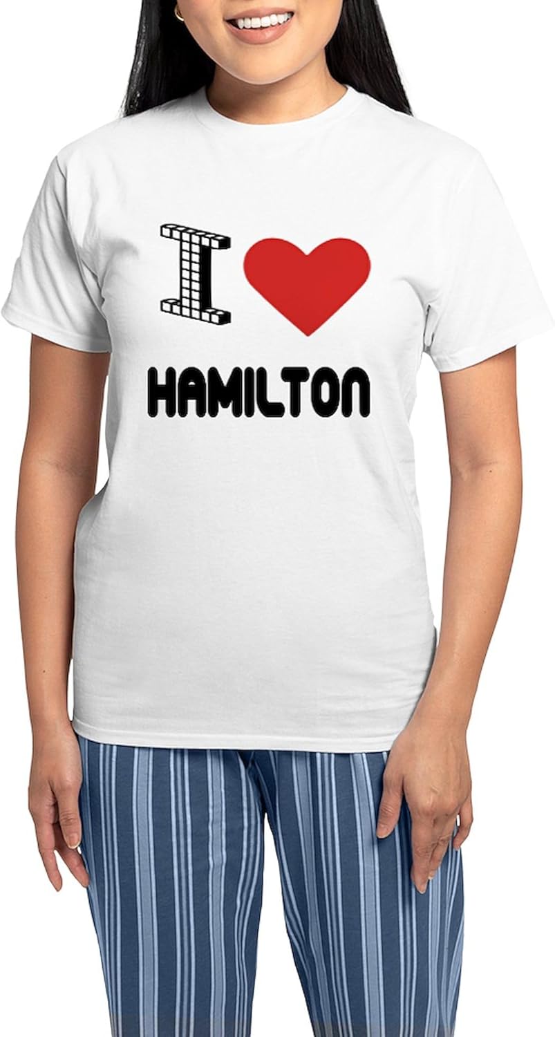 CafePress I Love Hamilton City Women's Light Pajamas Women's Novelty Cotton Pajama Set, Comfortable PJ Sleepwear