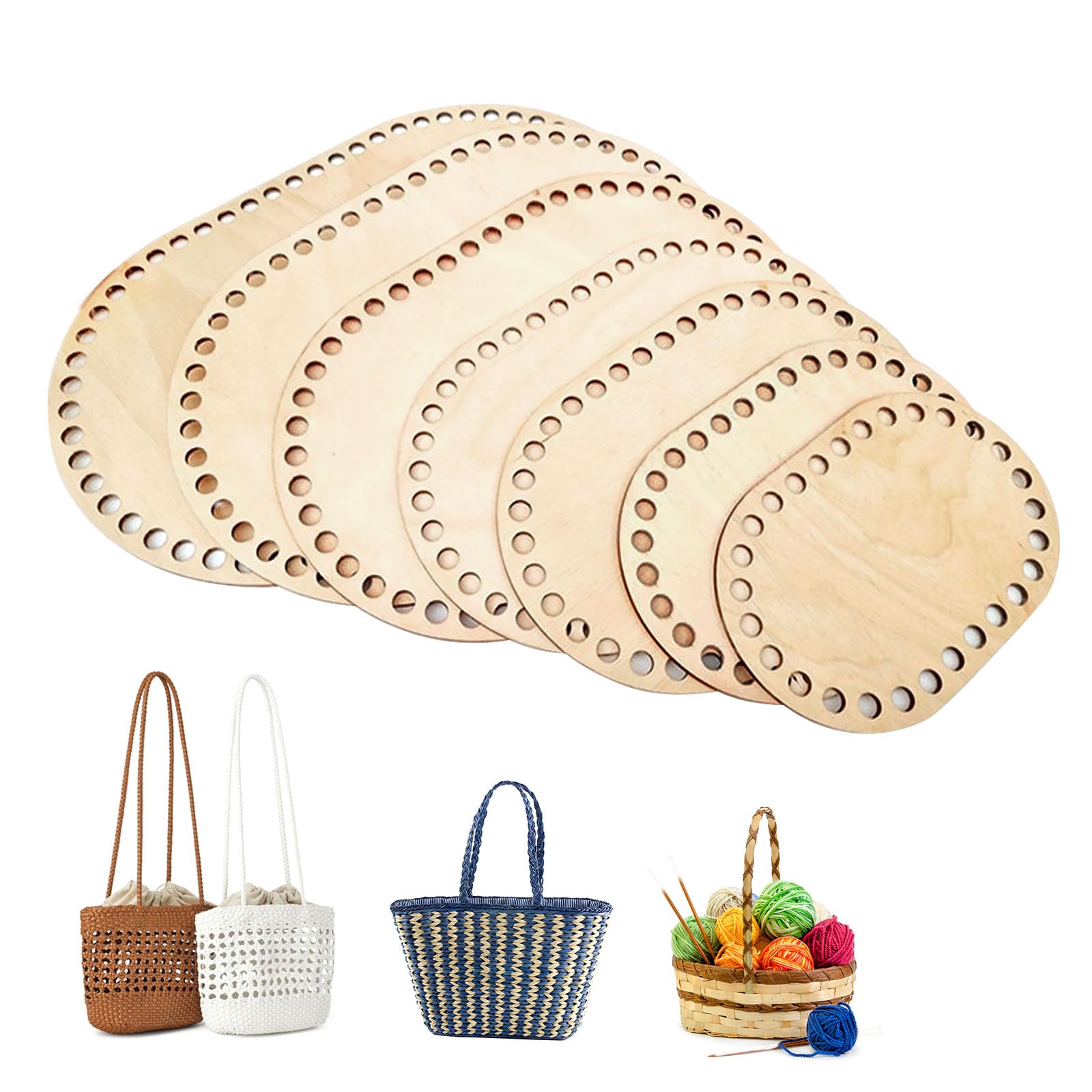 4 Fonds De Panier En Bois 15cm Pour Crochet - Base Sac DIY - Naturel