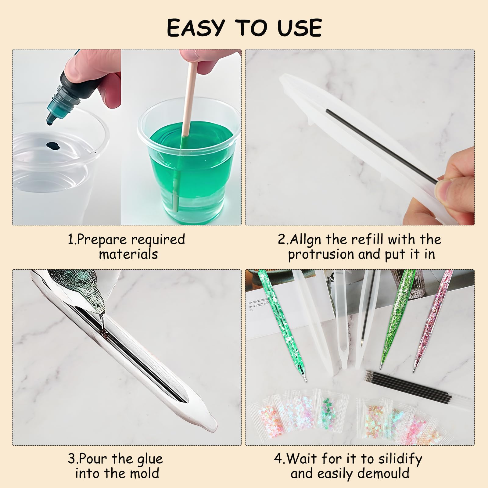 Aouzsta Silikon-Stiftformen Set - Harz Gießformen Für Kugelschreiber & Füllfederhalter