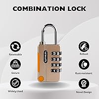 Vista 3 de Cerradura de combinación pequeña para casillero, cerradura de gimnasio con código, candado de combinación de 4 dígitos para equipaje, candado