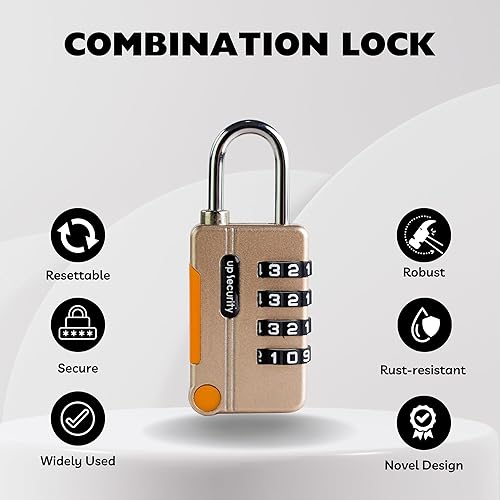 Miniatura 3 de Cerradura de combinación pequeña para casillero, cerradura de gimnasio con código, candado de combinación de 4 dígitos para equipaje, candado