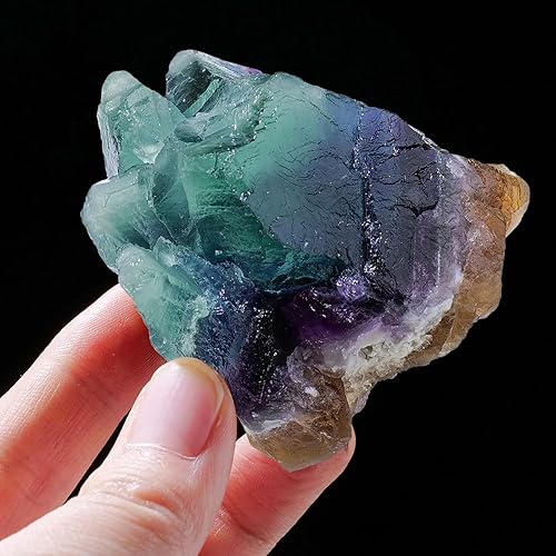 Apengshi 1 pieza de cristal natural de fluorita de 0.77 a 0.99 libras, piedras curativas de cristal natural en bruto para pulir, pulir, decoración