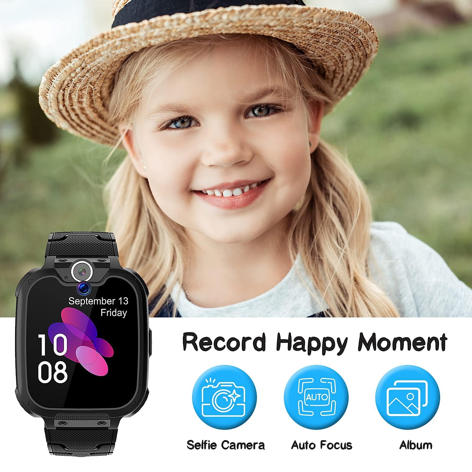 Smartwatch Bambini con Telefono, Orologio Intelligente con 16 Giochi Chiamata Musicale SOS Touchscreen Fotocamera, Smart Watch per Ragazzi Ragazze Regalo di Compleanno[Scheda SD Integrata]