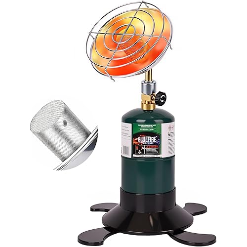 Portable Propane Heater with Catalytic Burner for Camping Outdoor Space 6200BTU Power with Control Valve Patio Heater 1lb Small Propane Gas Tank Holder Tent Garage Fishing stove buddy(Upgraded Burner)