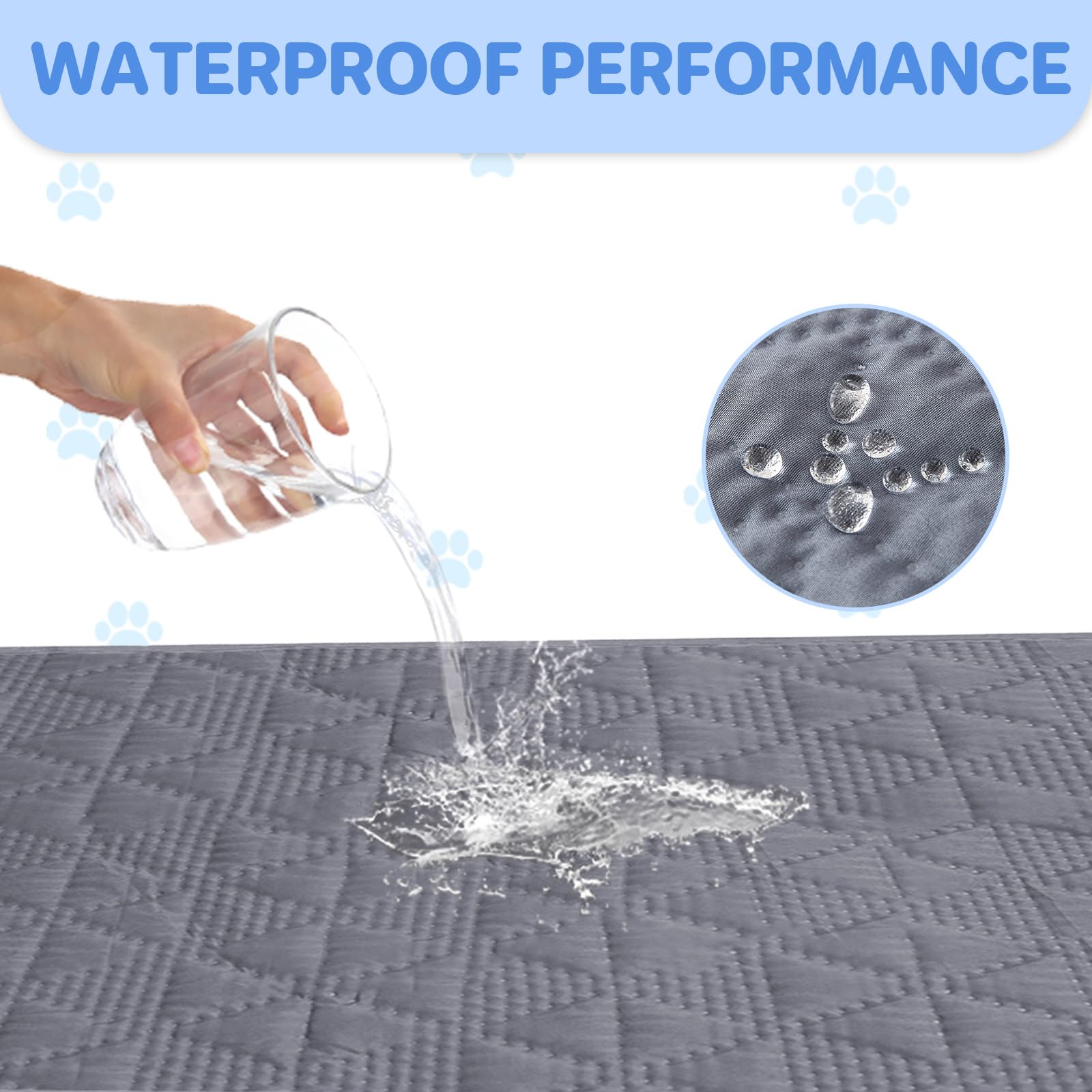 Taiyang Copridivano per Cani impermeabile, Coperta impermeabile per cani, protezione per mobili per bambini, bambini, cane, gatto, Con fondo in gomma antiscivolo (Grigio, 76-180 cm)