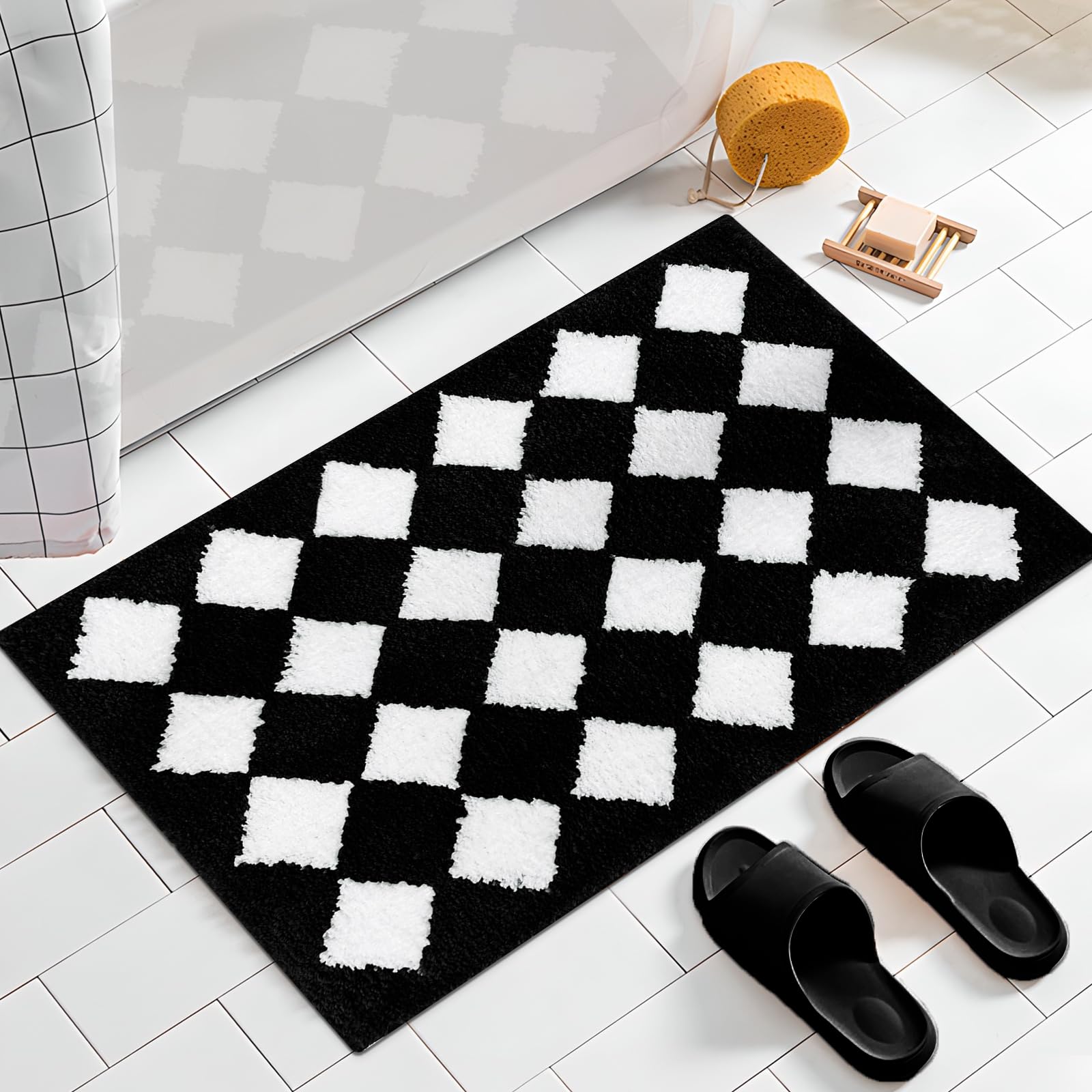 APROPHIC Alfombra de baño antideslizante y absorbente de agua, alfombra de microfibra suave para lavandería, dormitorio, bañera, fregadero, 20 x 30 pulgadas
