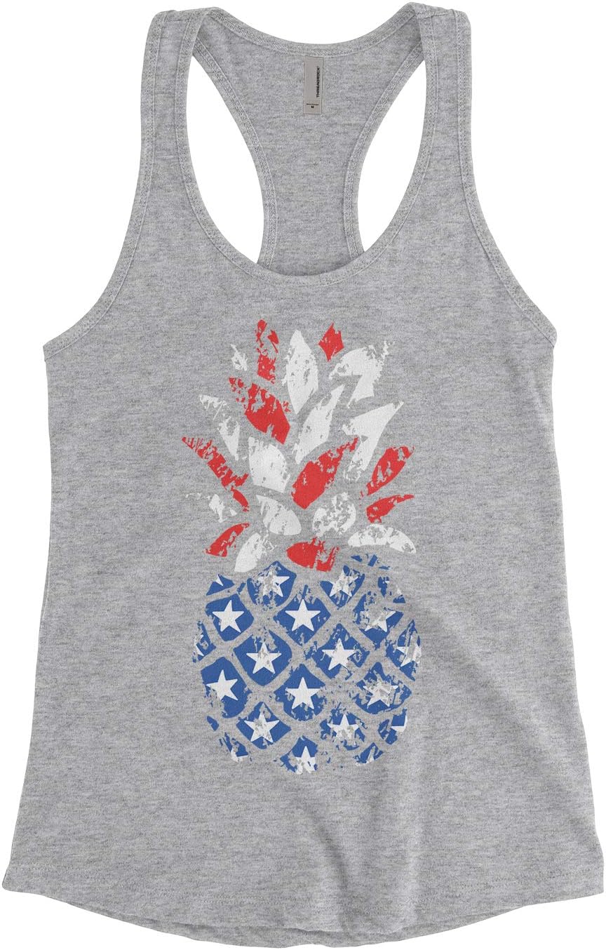 Threadrock Women's American Flag Pineapple Racerback Tank Top