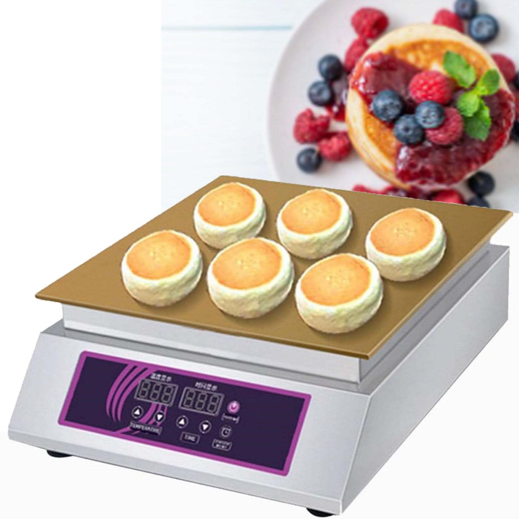 HUMNZR Electric Souffle Maker & Dorayaki Baker Stainless Steel Countertop Griddle Singlehead