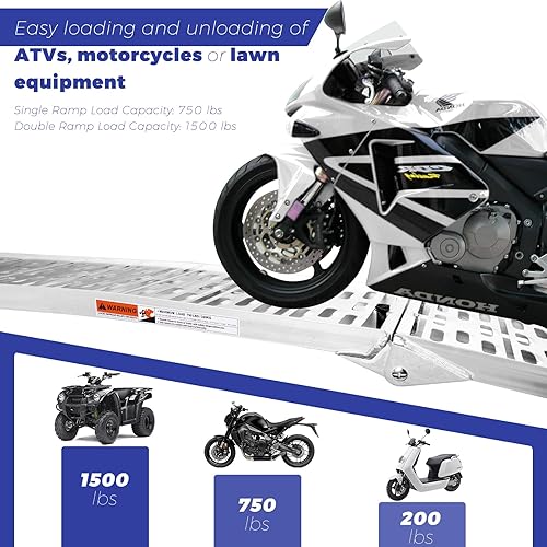 Miniatura 7 de Rampas ATV para camionetas de 1500 libras de capacidad, rampa de carga de aluminio MAXIVMAN de 7.5 pies para camionetas, rampa de camión para ATV,