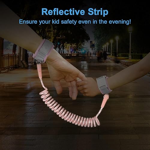 Miniatura 4 de Correa de muñeca para niños pequeños, paquete de 2 (6.56 pies, naranja y rosa), correa de seguridad para niños con correa de muñeca de desbloqueo