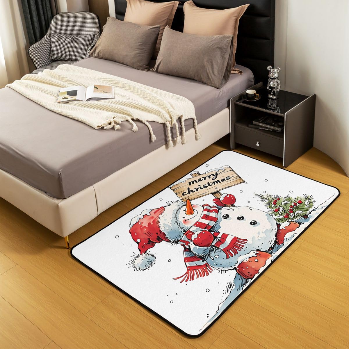 Manfei Kawaii Schneemann Bereich Teppiche 100x150cm für Schlafzimmer Dekor