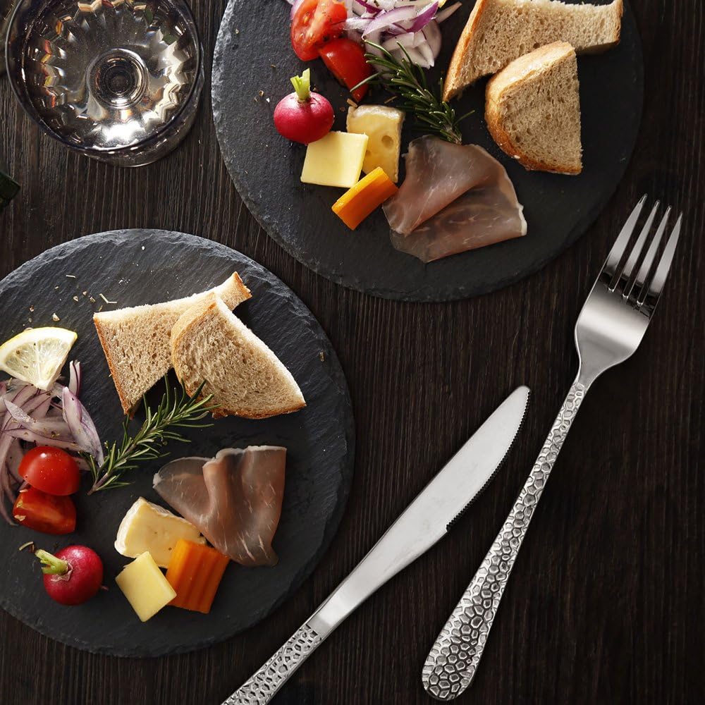 Hammered Silverware Set for 8, HaWare 40-Piece Stainless Steel Flatware Cutlery Eating Utensils, Classic Unique Pattern, Mirror Polished & Dishwasher Safe