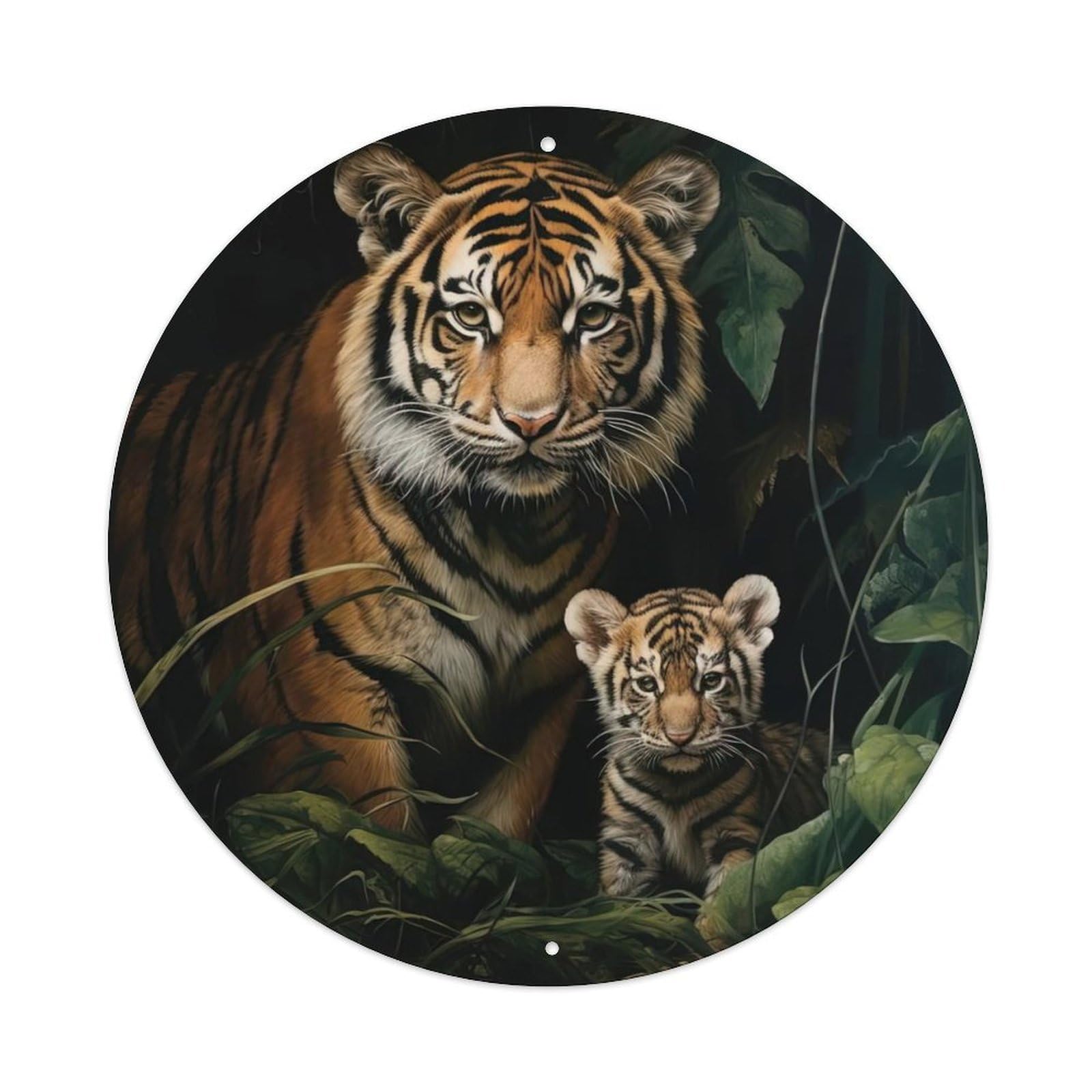 Animal Artwork Two Tigers in The Jungle Metal Tin Sign