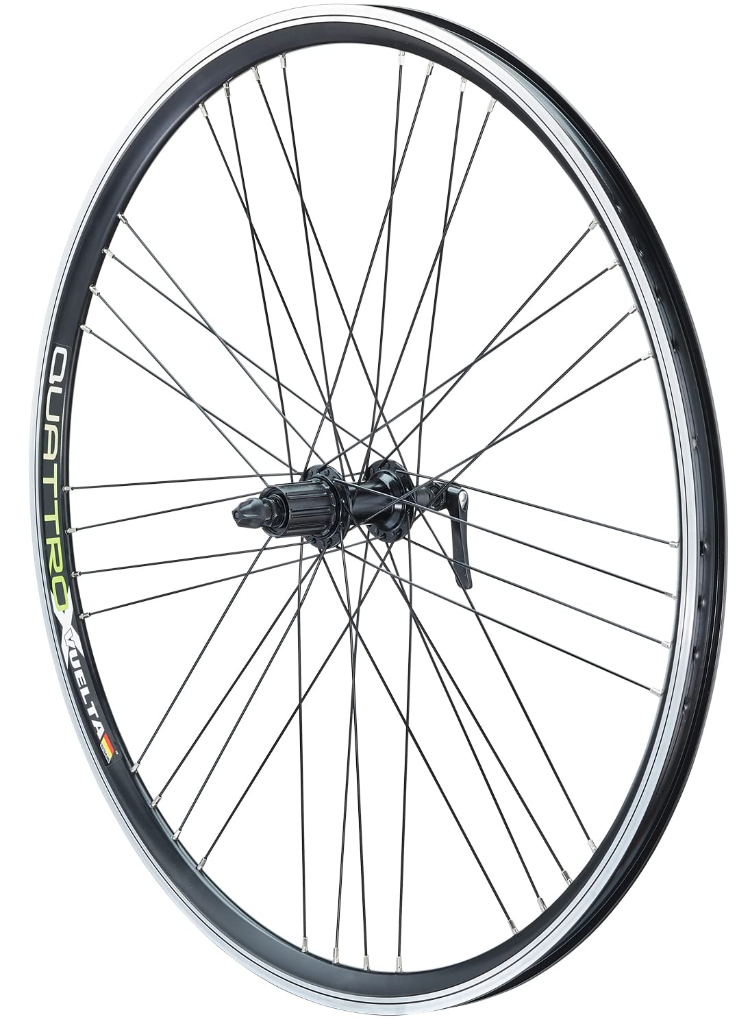 Vuelta Laufradsatz 28 Zoll inkl. Deore HBT610/Acera FH-T3000 Quattro X - Made in Germany - QR Vorder-&Hinterrad mit Felgenbremse/V-Brakes Schwarz - 622x21c Hohlkammer-Laufräder - MTB, ATB