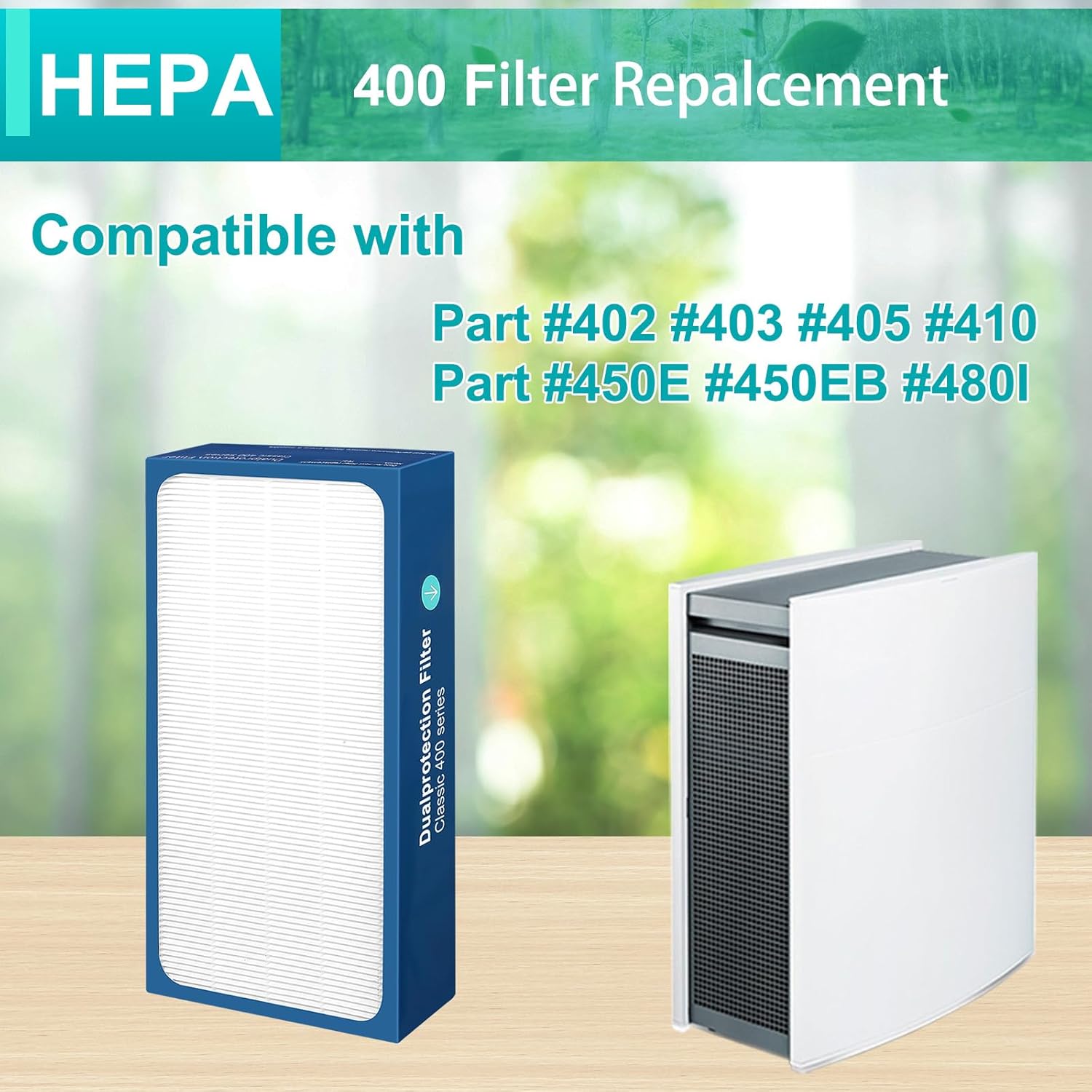 1Pack Classic 400 Series Replacement Filter,Compatible with Blueair 400 Series Air Purifier Filter,2-in-1Pre-Filter H13 Ture HEPA Filter,Part #480i,402,403,405,410,450E Replacement Filter (400 1 Blue) - Image 3