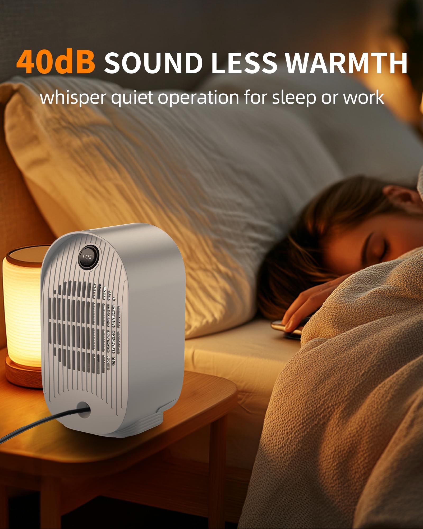 Space Heater, Portable Heater for Indoor Use, Small Electric Heaters with Overheat & Tip-Over Protection, Mini Desk Heaters for Office Bedroom Bathroom, Compact & Efficient Heating, White - 5