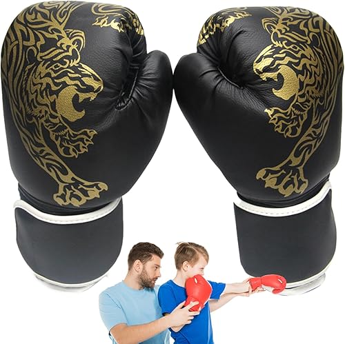 Miniatura 8 de Guantes de combate de tigre  Equipo de entrenamiento para adultos, guantes de boxeo juveniles, protector de piel sintética duradera con acolchado