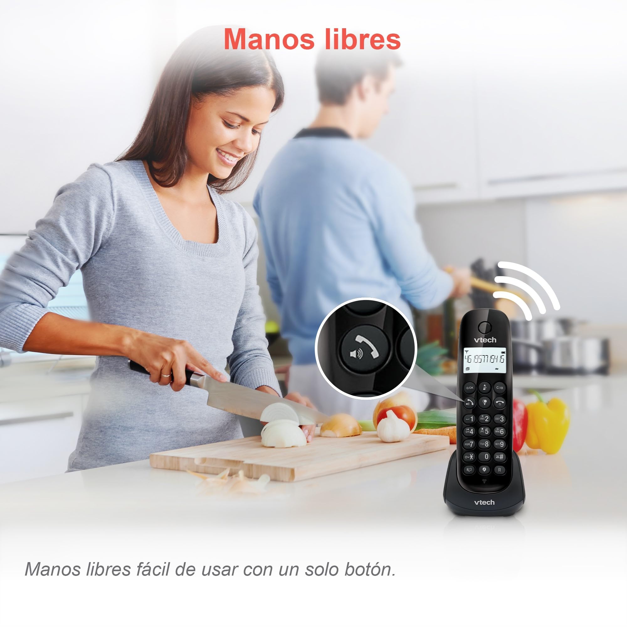 VTech CS1450 Teléfono inalámbrico DECT con contestador automático, función manos libres, bloqueo de llamadas, identificación de llamante/función de llamada en espera,pantalla retroiluminada y modo ECO