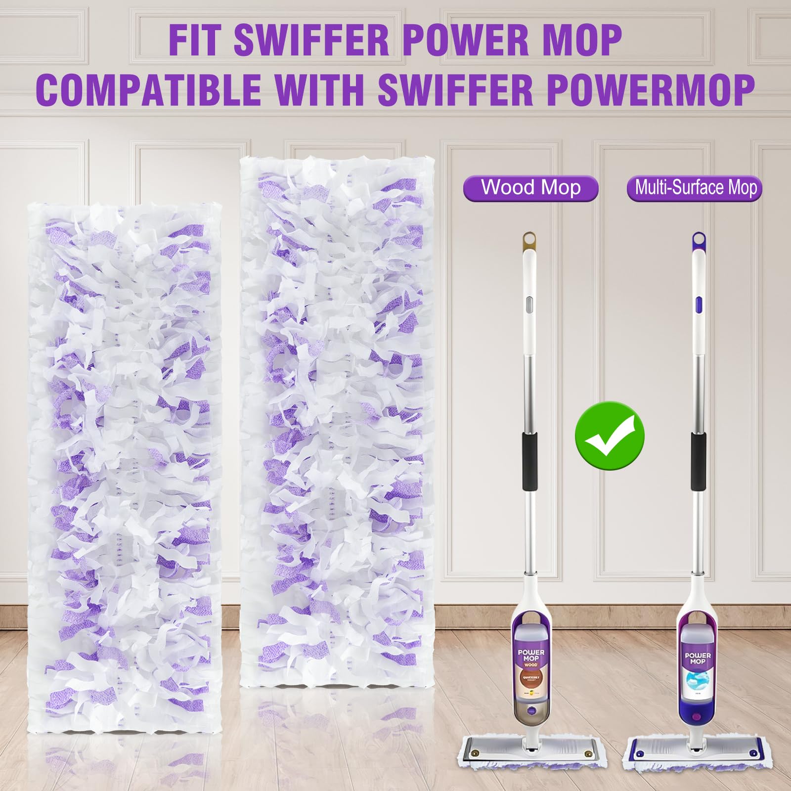 Paquete de 30 almohadillas desechables para mopa Swiffer Powermop, repuesto de almohadillas húmedas Swifter, almohadillas desechables para suelos de madera, almohadillas de fregona