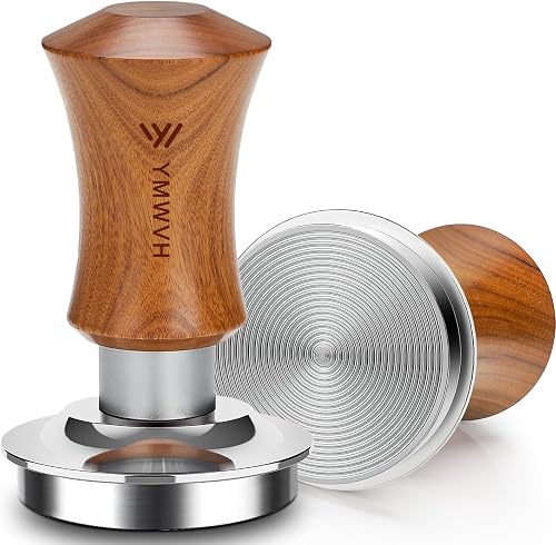 Espresso Tamper 53.3mm, YMWVH Premium Barista Coffee Tamper, 2 Spring Loaded Tampers with Stainless Steel Ripple Base, Constant 30lb Self Leveling Tampers without Tilting Fit 54mm Breville Portafilter