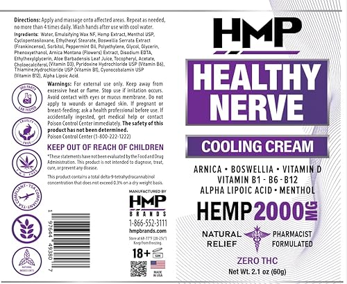 Miniatura 8 de HMP BRANDS Crema de neuropatía para apoyar el dolor nervioso Crema de cáñamo 2000 mg Máxima fuerza alivio para pies, manos, piernas, dedos de los