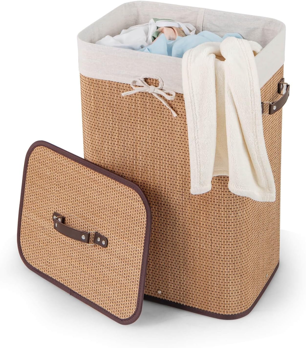 Large Rectangle Bamboo Hamper Laundry Basket Washing Cloth Bin Lid