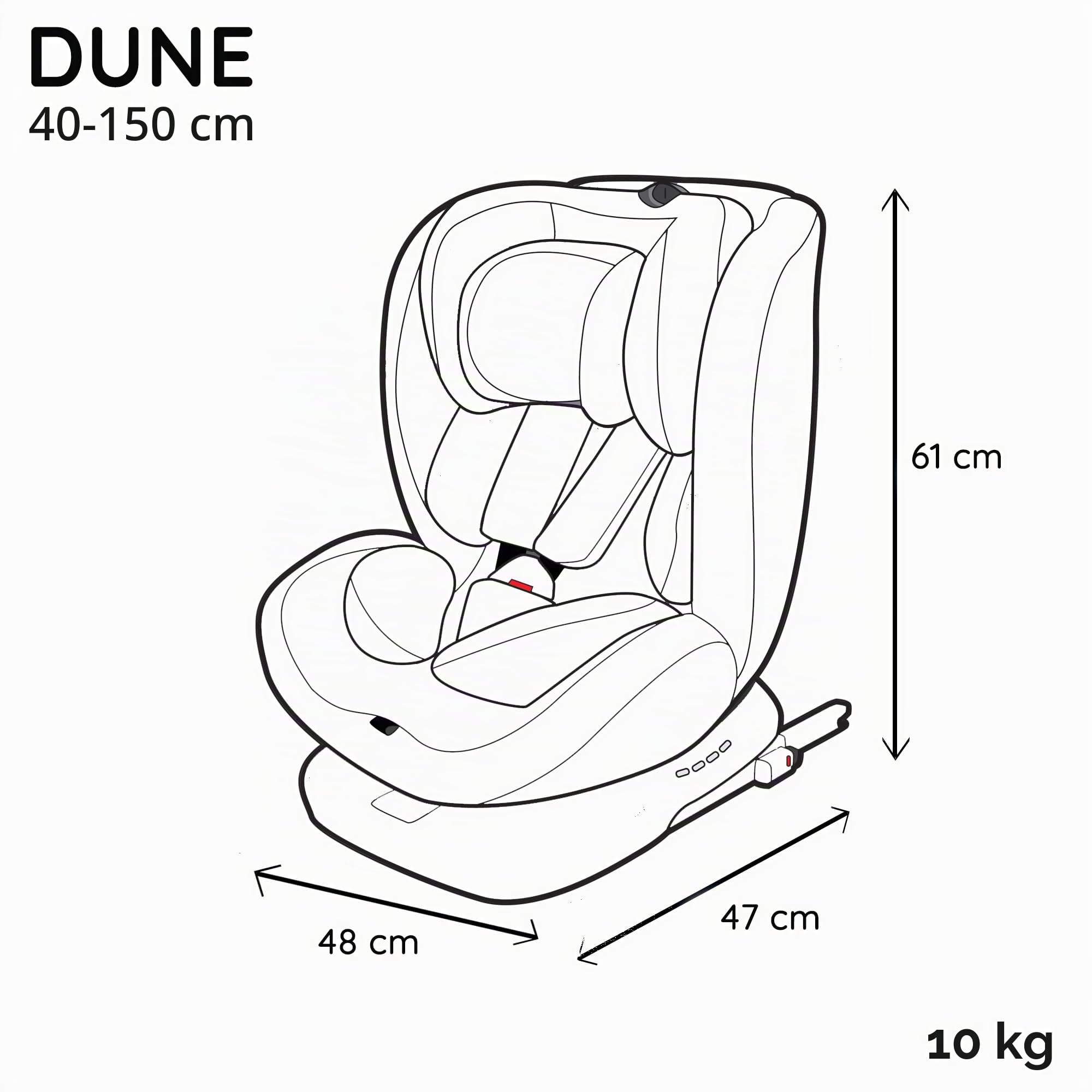 Nania Dune, Asiento de coche, i-Size, giratorio 360, escalable, nacimiento y hasta 12 años, grupo 0/1/2/3, 40-150 cm, asiento de coche ISOFIX, rotación 360, inclinable, reposacabezas ajustable