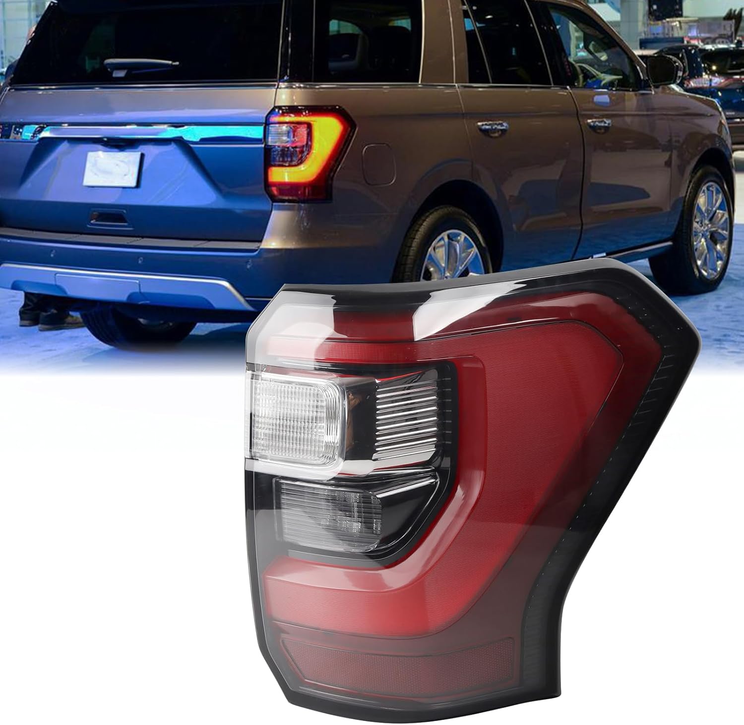 RH LED Tail Light Fit for 2018-2021 Ford Expedition Limited/Platinum/King Ranch Rear Lamp Assembly Brake Lamp With Bulbs Right Passenger Side FO2800272 JL1Z-13404-H JL1Z13404F