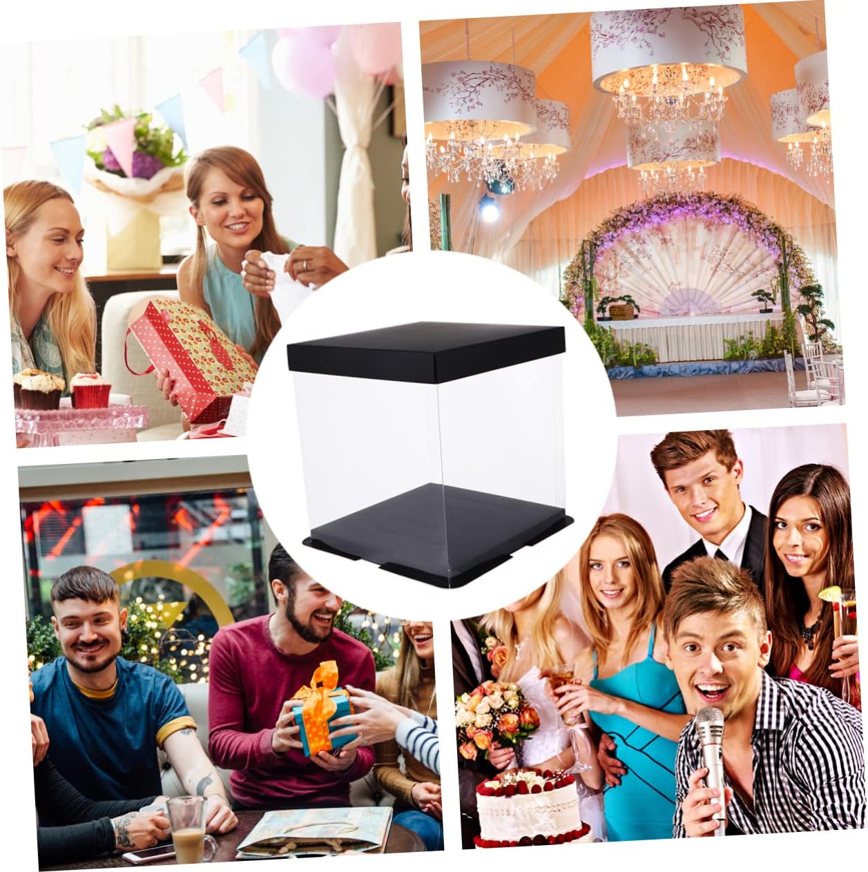 5pcs Double Cake Box Cover Elegant Packaging Case for Birthdays and Special Occasions Includes Ribbon Lightweight and Design