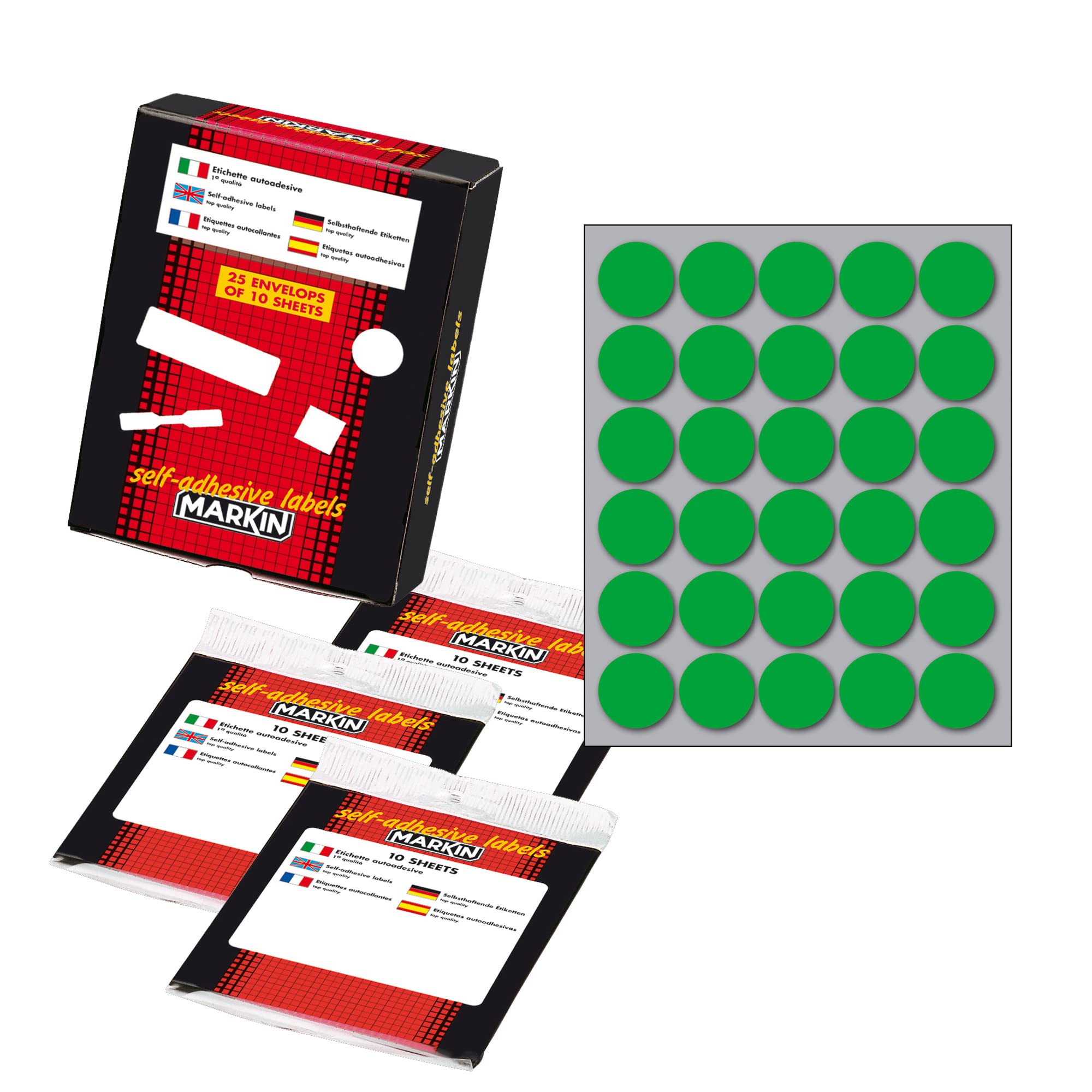 Adhesive Label Green Round Ø22mm (10sheets x 30labels) Markin