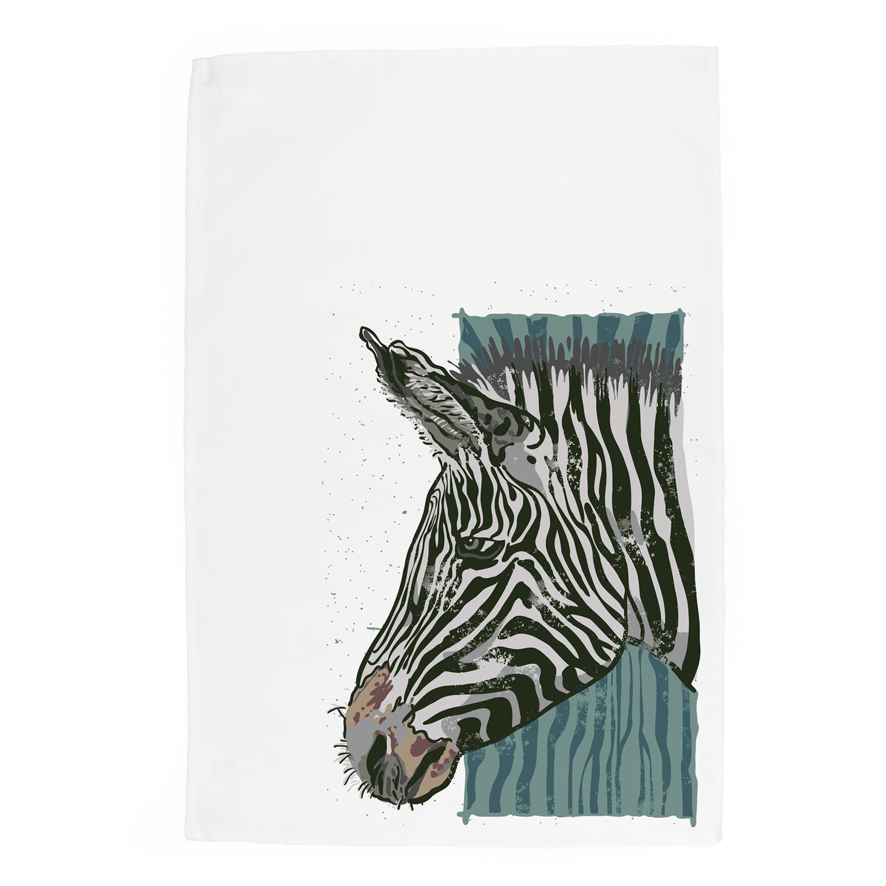 Purely Home Multicoloured Zebra Tea Towel - Painted Artwork Safari Gifts For Animal Lovers - Panama Cotton Kitchen Dish Towel/Drying Cloth - 67Cm X 45Cm