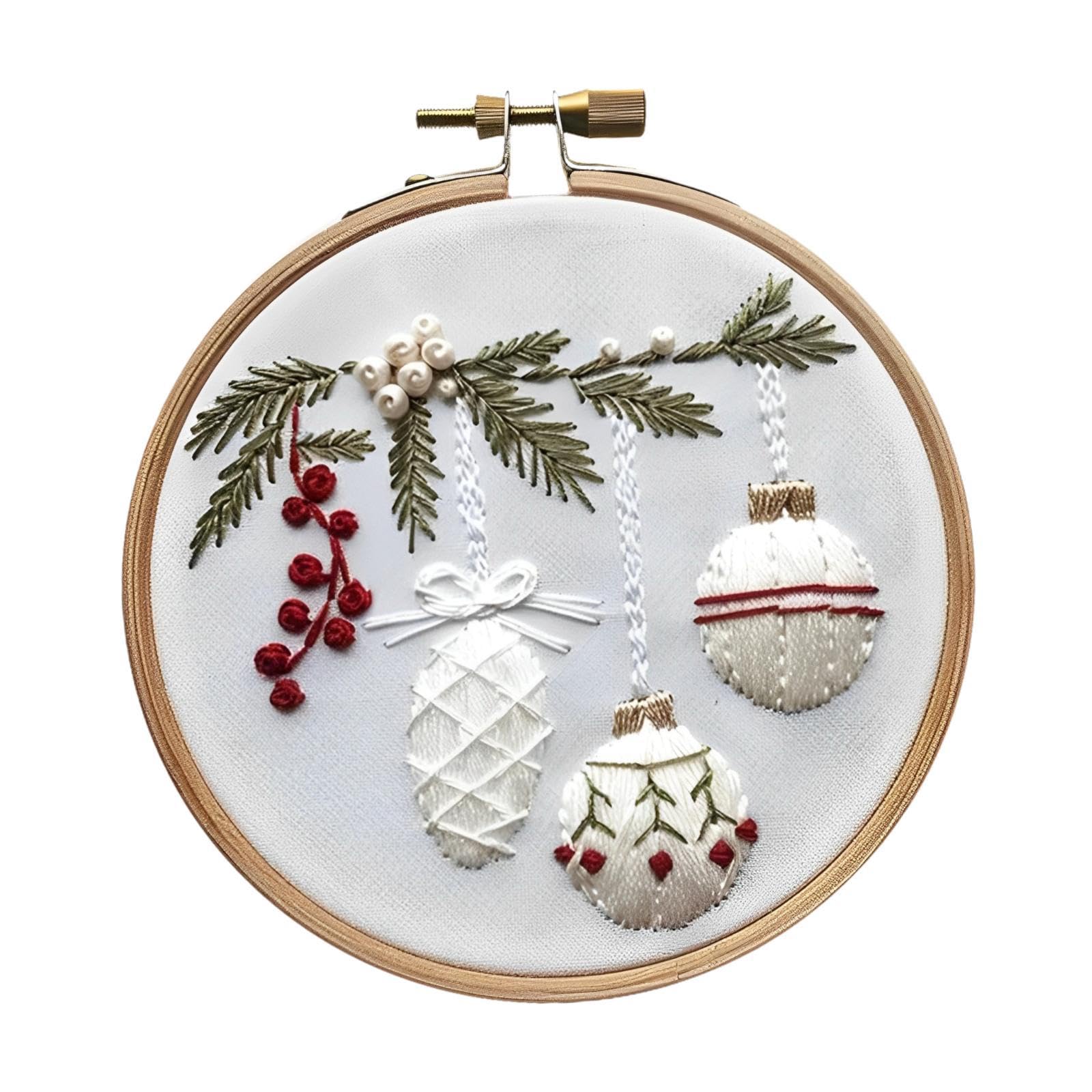 KBOLAE Christmas Embroidery Starter Kit Decorative Painting Cross Stitch for Adults Bauble, 20cm