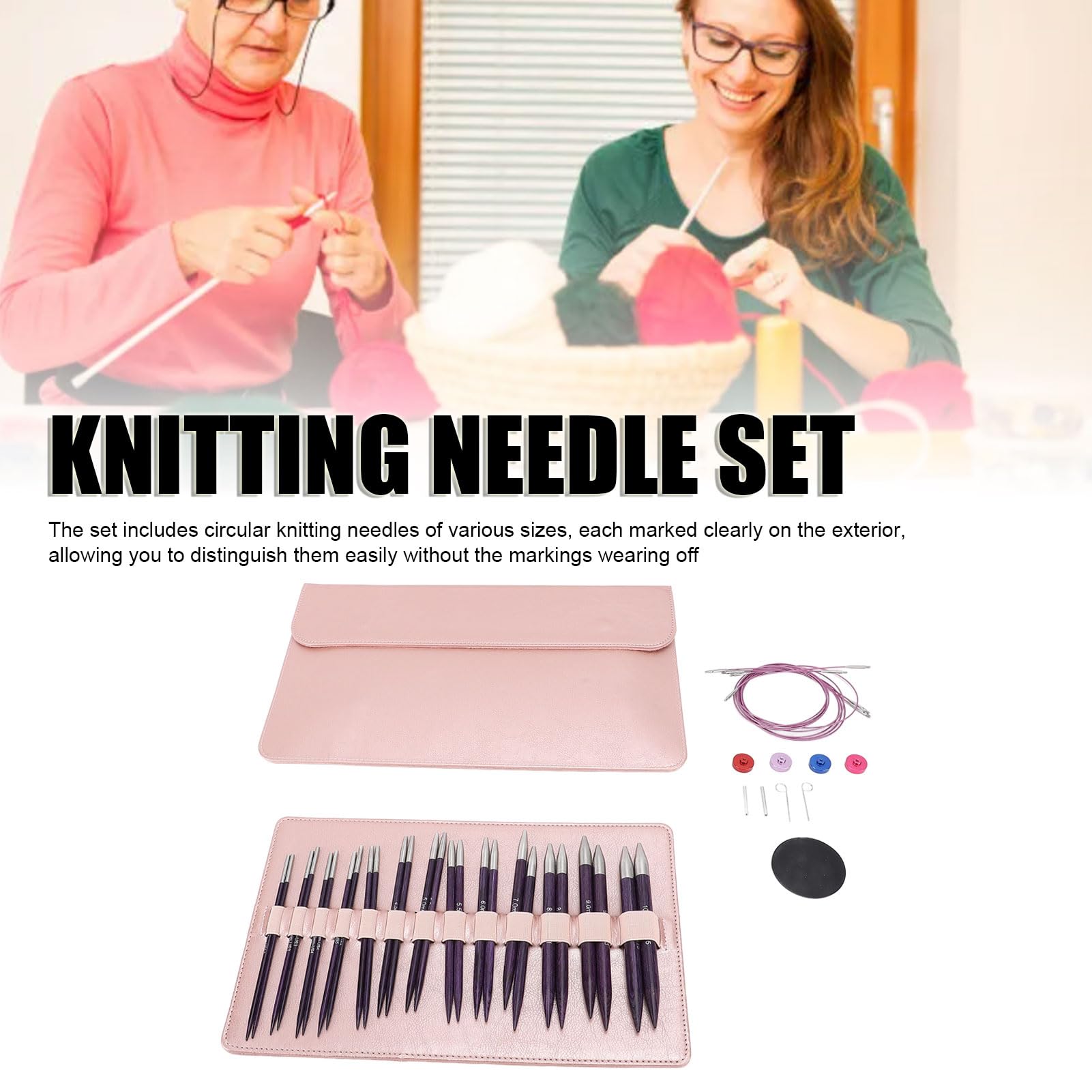 Rundstricknadel-Set, abnehmbare Nadeln für den Heimgebrauch, 13 Paar Kabel, 3,0–10,0 mm, 13 cm Länge