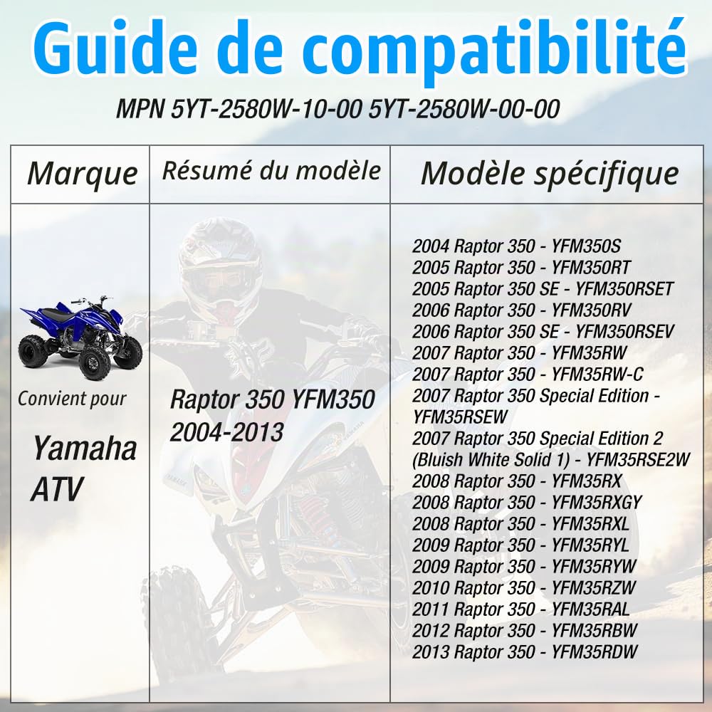 Étrier de frein arrière avec plaquettes pour Yama-ha Raptor 125 250 350 YFM 125 250 350 avec frein de stationnement #5YT-2580W-10-00 5YT-2580W-00-00