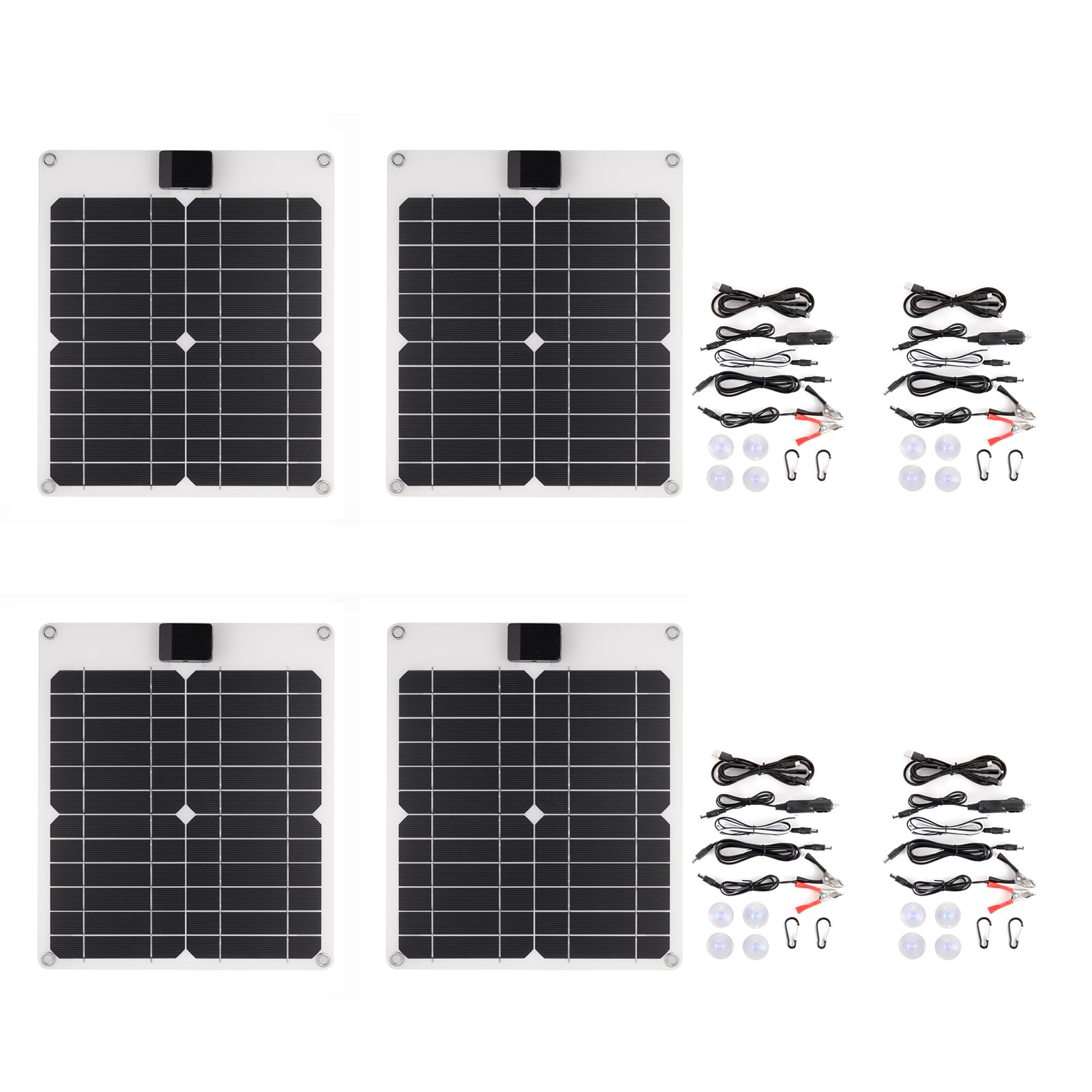 Cargador Solar de 15W*4 5V/12V con Puertos USB DC para Baterías de Coche Portátil Impermeable Mantenimiento de Batería para Automóvil RV Teléfonos Portátiles y Cámaras Deportivas