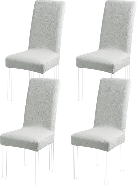 PiccoCasa Stretch Spandex Dining Chair Covers for Dining Chair 4 Pack, Removable Washable Chair Covers for Hotel Party Kitchen Wedding - Light Grey High Back Chair Seat Slipcovers