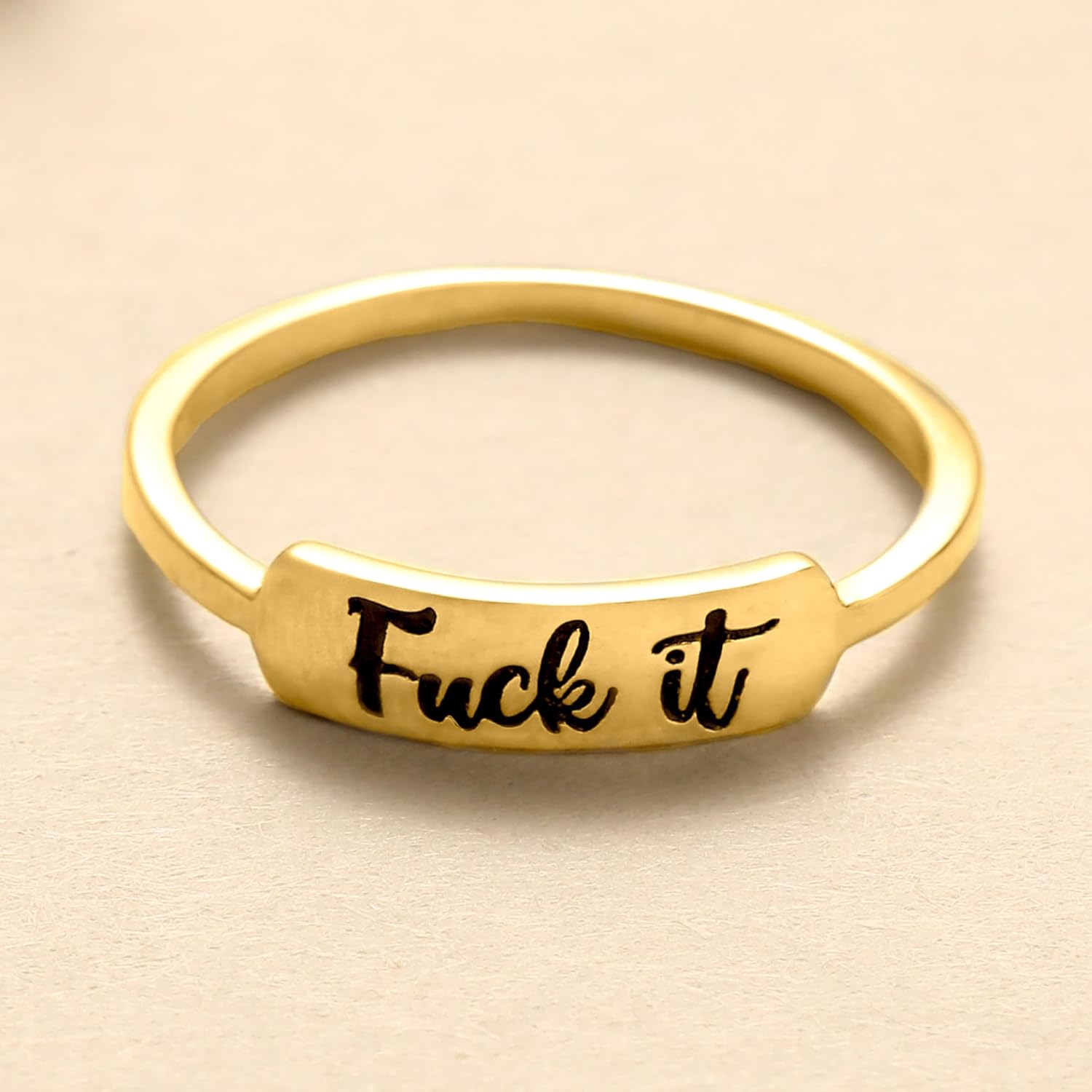Fuck it Ring, Fuck Ring for Women Men 925 Sterling Silver Stackable Mantra Ring Funny Curse Word Inspirational Ring Creative Ring The Best of Sisters BFF Birthday Christmas Jewelry Gift