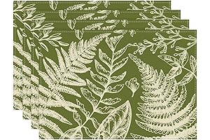 Artoid Mode Green Leaves Botany Print Placemats Set of 4 for Spring Table Decor